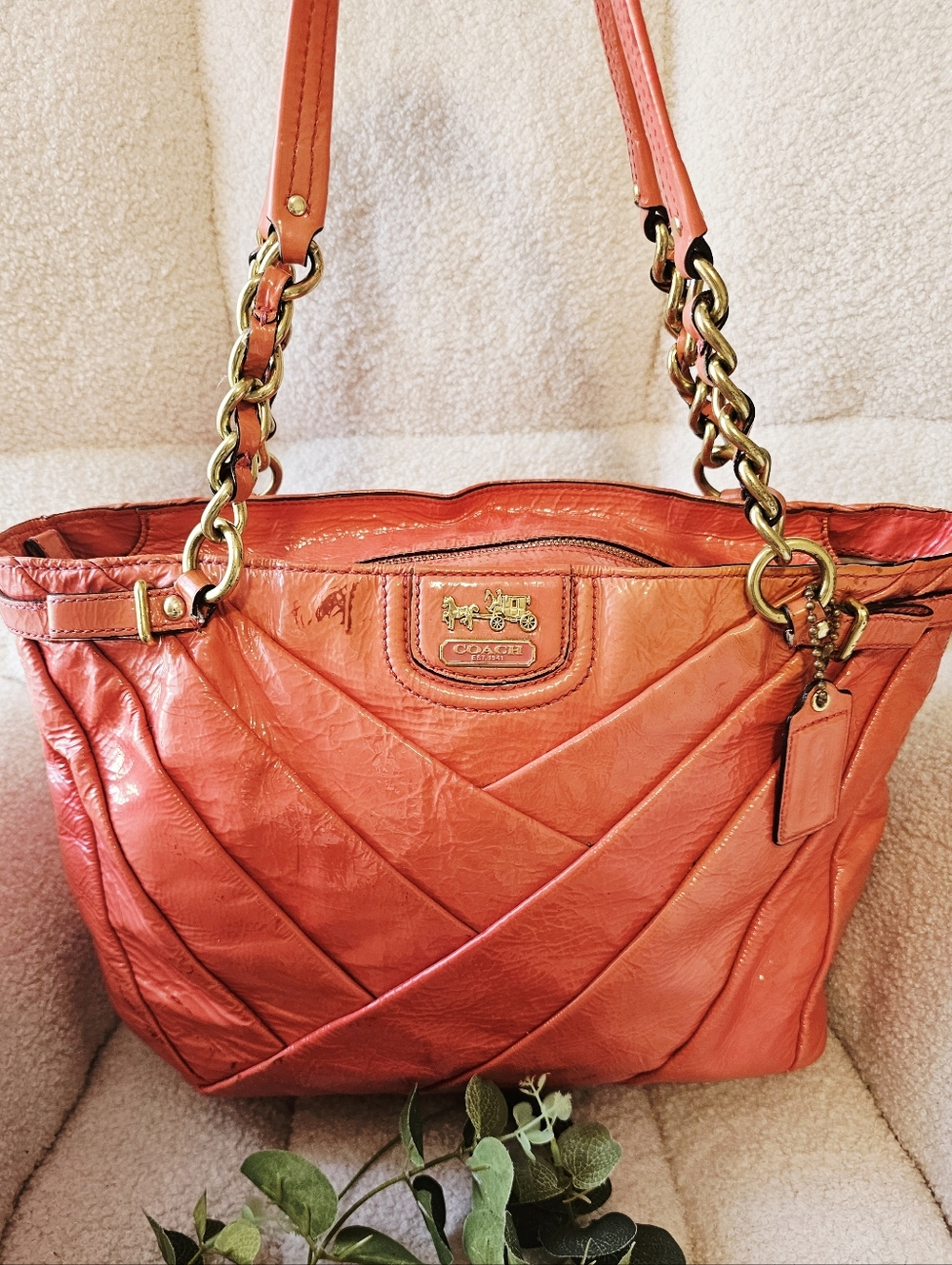 Coach Madison Diagonal Pleated Pattern Bag